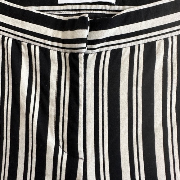 La Ligne Trousers Black White Striped Flared Leg Cropped Work Pants Size 0 - Picture 4 of 11